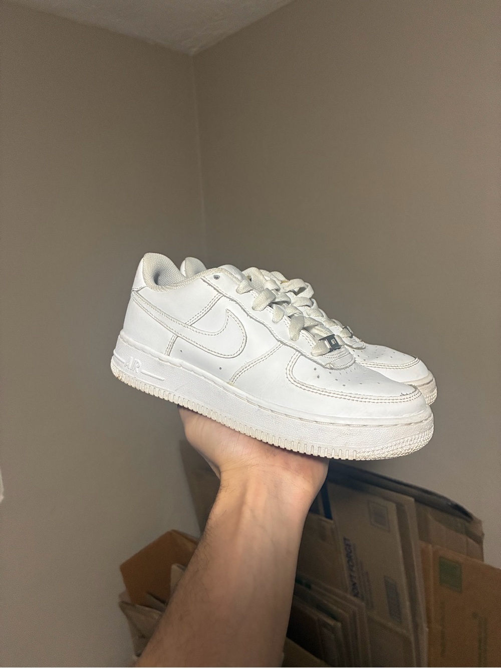 Nike Kids White Low-Top Leather Sneakers with Swoosh